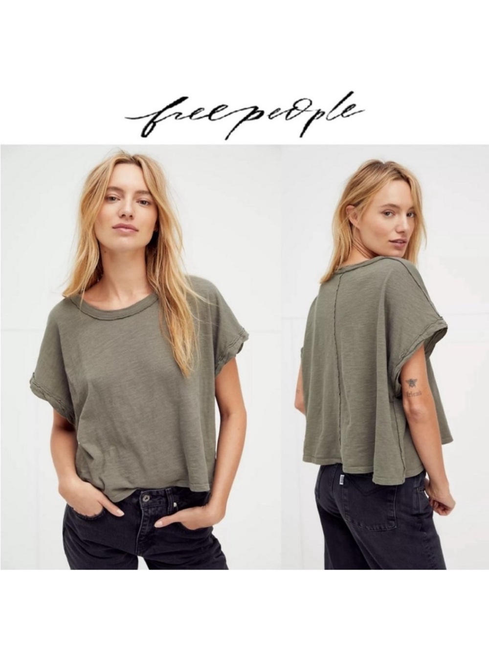 Free People washed army You Rock tee We the Free